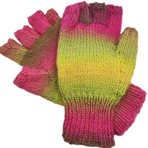 Hand knitted fingerless gloves - Rainbow - Helen Brook