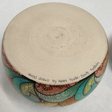 Load image into Gallery viewer, Hand drawn large flat Russian pot in Aqua and Rust - Helen Kuster
