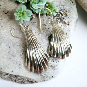 Vintage Scalloped sterling silver spoon earrings