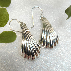 Vintage Scalloped sterling silver spoon earrings