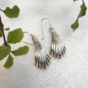 Vintage Scalloped sterling silver spoon earrings