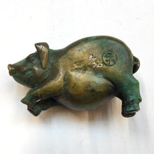 Load image into Gallery viewer, Pig Snoozing- bronze miniature by Silvio Apponyi