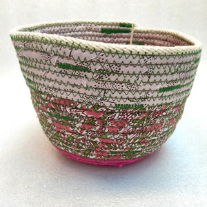 Rope and Fabric Basket - Bright pink base - Erica McNicol