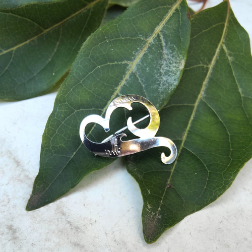 Sterling Silver Vintage Heart Swirl Brooch