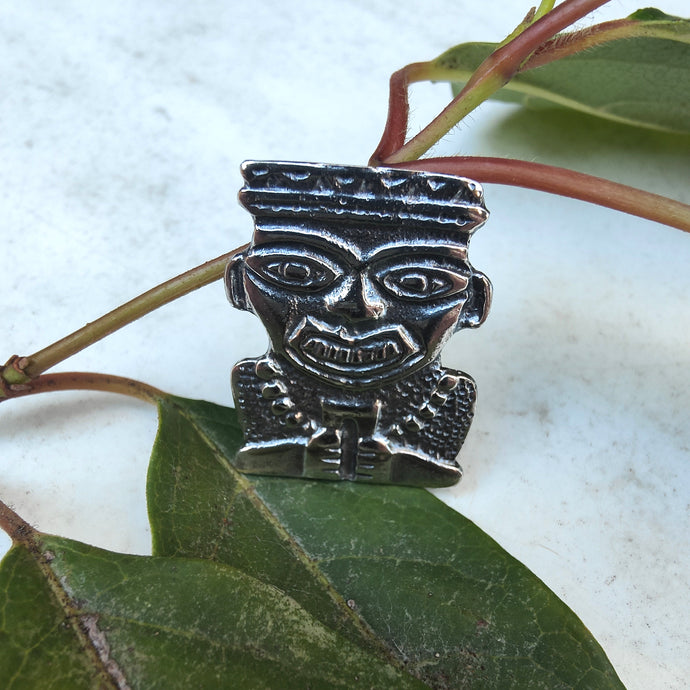 Vintage Sterling Silver Tribal Brooch