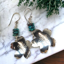 Load image into Gallery viewer, Vintage Sterling Silver Sakura Blossoms Earrings with Genuine turquoise - Silver Rose Jewellery
