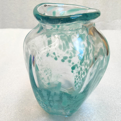 Quirky glass vase - aqua dots - Marjorie Molyneux