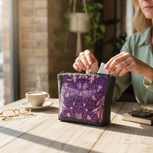 Tapestry zippered purse - Large - Purple - Helen Kuster