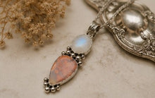 Load image into Gallery viewer, Cherry Blossom Agate &amp; Rainbow Moonstone Pendant - Silver Rose Jewellery