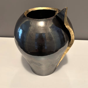 Wrought iron glazed sculptural vase with 24carat gold  lustre - Rodney Kirk