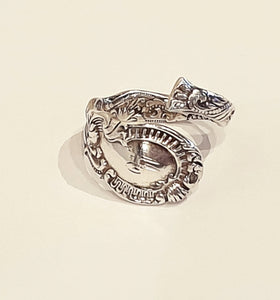 Vintage Sterling Silver Spoon ring - size R - Silver Rose Jewellery