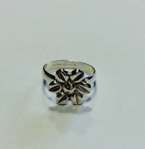 Upcycled Sterling Silver Earring Flower Ring - Size Q
