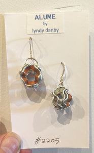 Orange splash and silver upcycled anodised aluminium earrings -Crinkle - #2205
