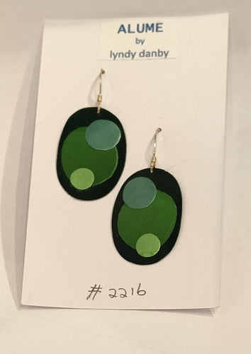 All the Greens upcycled anodised aluminium earrings -Disc - #2216