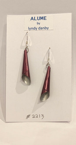 Upcycled anodised aluminium cone  earrings - grape - #2213