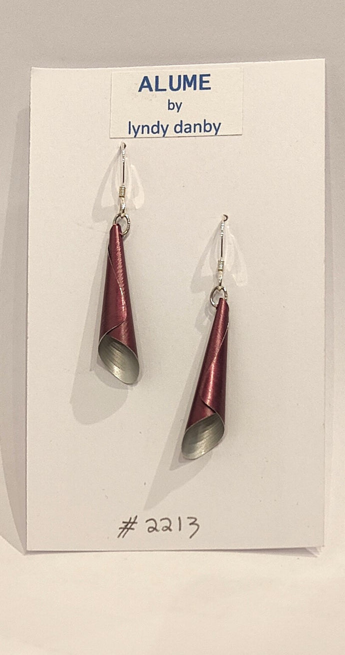 Upcycled anodised aluminium cone  earrings - grape - #2213