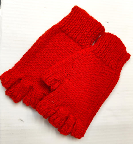 Pure Wool fingerless gloves - Red - Helen Brook