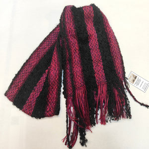 Hand woven and hand spun mohair and wool scarf - Red and Black - Elaine Wood