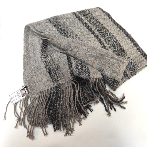 Hand woven and hand spun Mohair and Wool Wrap/ Knee Rug - Grey - Elaine Wood