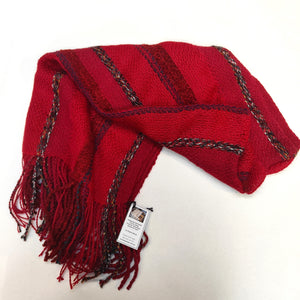 Hand woven and hand spun Mohair and Wool Wrap/ Knee Rug - Red - Elaine Wood
