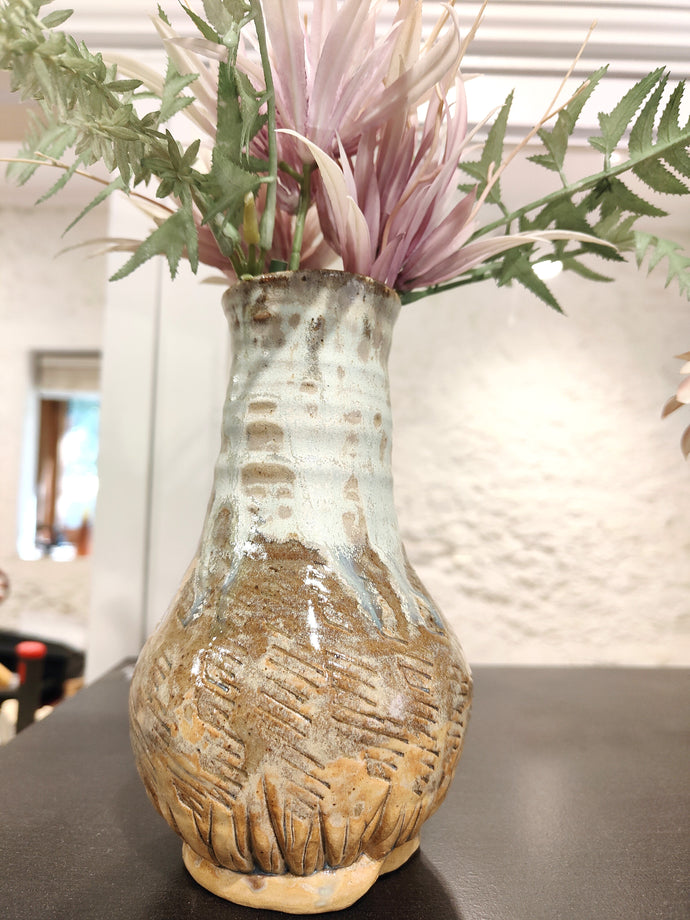 Hand built, hand carved vase - Tatty K