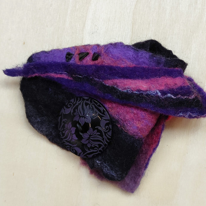 Purple felted brooch