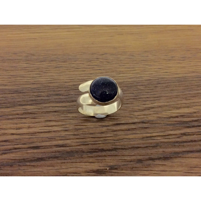Blue/Purple Goldstone and Sterling Silver Ring - Size K-Jewellery-Atelier Crafers 