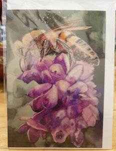 Greeting Card - Watercolour of Bee on Lavender Flower-Homewares-Atelier Crafers 