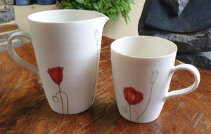 Poppy Mug - porcelain by Just Jane Ceramics
