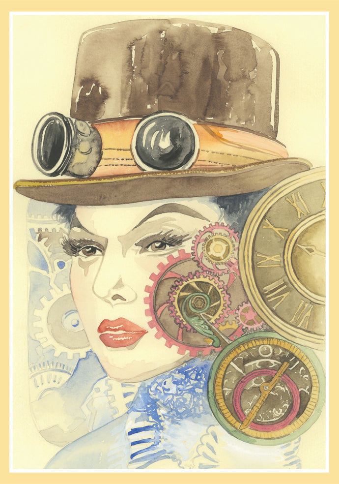 Greeting Card - Steampunk Lady - Paula Schetters