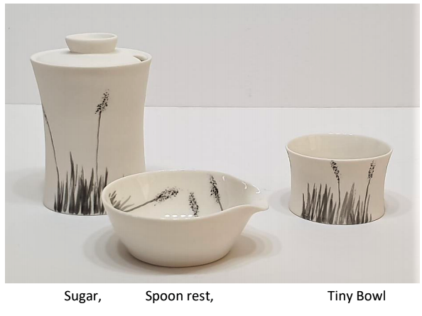 Blackgrass Sugar Pot with lid - porcelain by Just Jane Ceramics