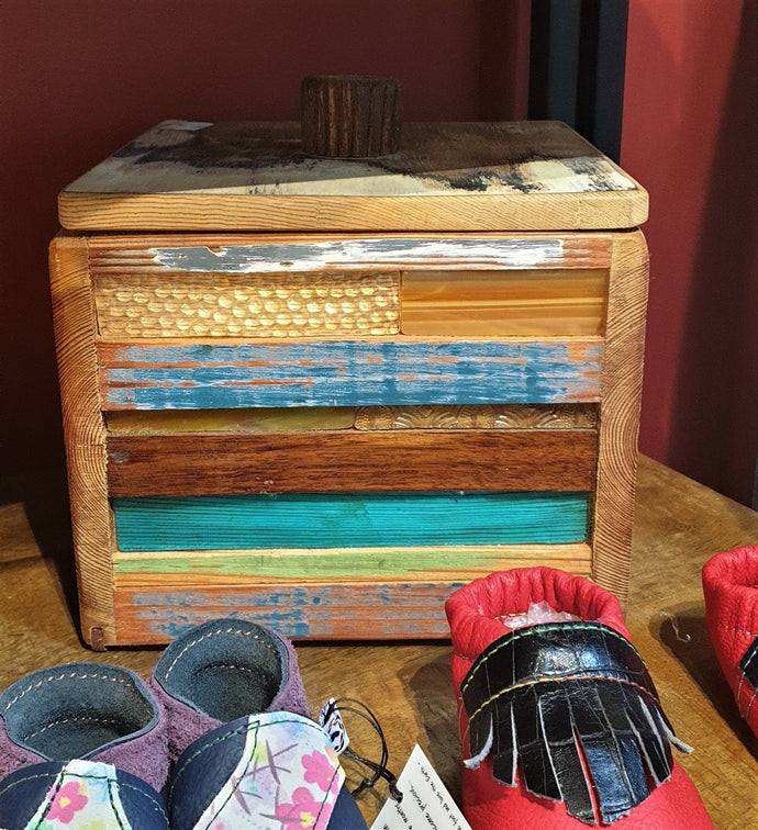 Large Treasure box 3 - reclaimed timber and heritage glass