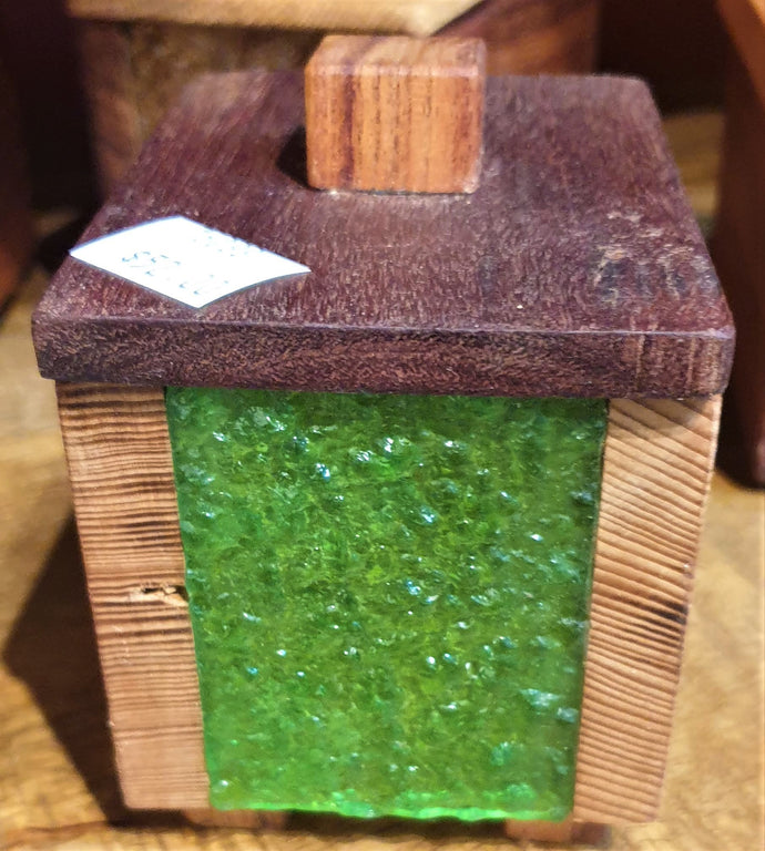 Small Treasure Box- reclaimed timber with green heritage glass