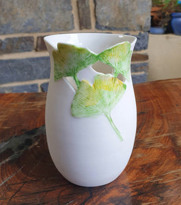 Ginkgo vase - small - porcelain by Just Jane Ceramics