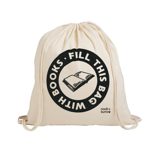 Fill This Bag With Books | drawstring library bag-Fashion and Accessories-Atelier Crafers 