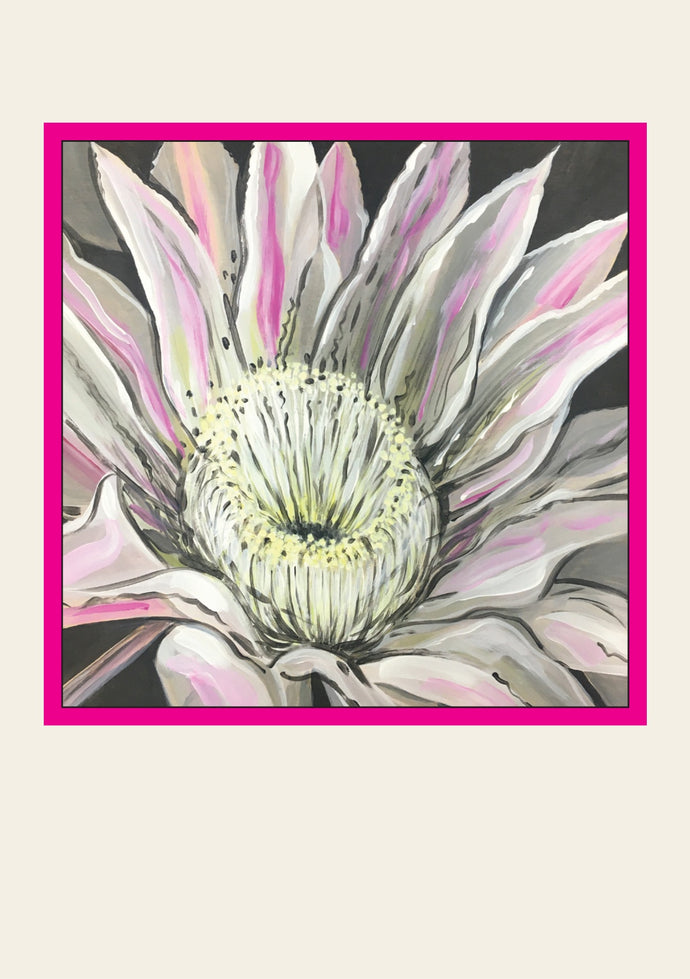 Greeting Card - Acrylic painting of cactus flower by Paula Schetters