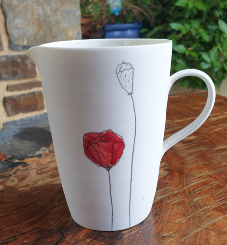 Poppy Jug - Medium - porcelain by Just Jane Ceramics