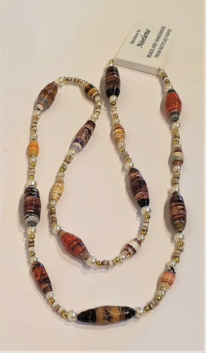 Necklace - Earthy tone coloured handmade beads by Noelene