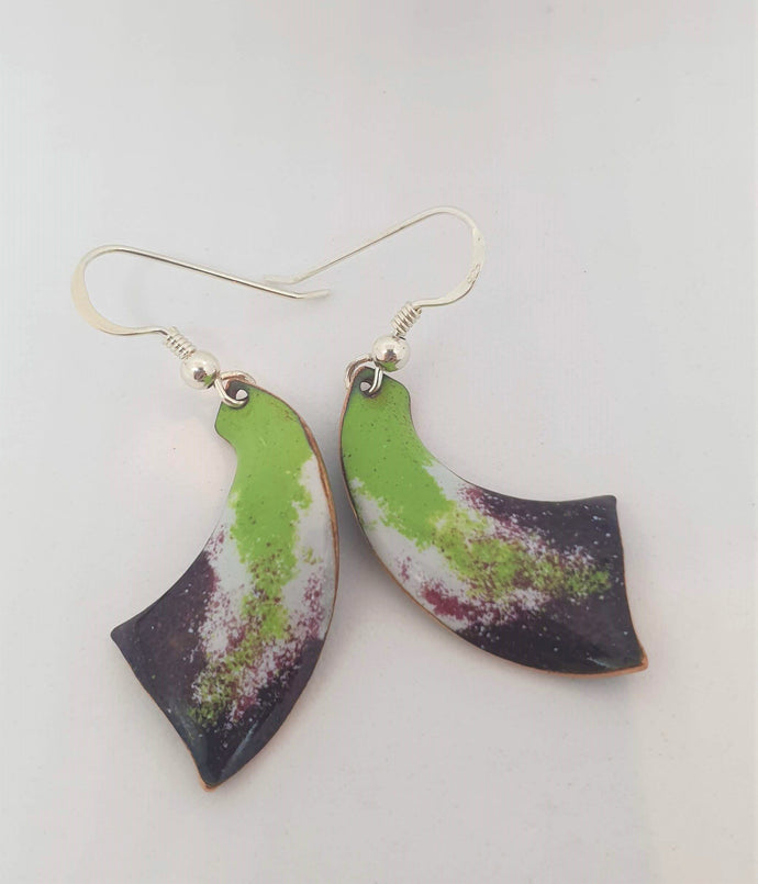 Green and Purple Enamel earrings-Jewellery-Atelier Crafers 