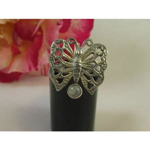 Butterfly and Moonstone Sterling Silver Ring.