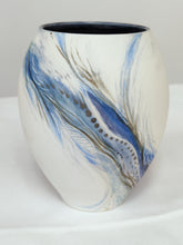 Load image into Gallery viewer, Blue and White carved Vase - Indigo Clay
