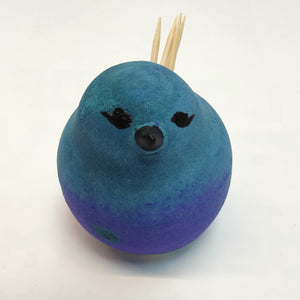 Ceramic Bird toothpick holder - Blue and Purple - Marjorie Molyneux