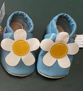 Blue Baby shoe with white flower - Anomaly Leathers