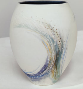 Blue and White carved Vase - Indigo Clay