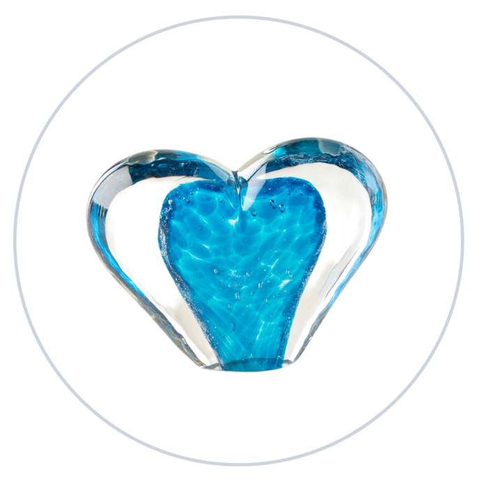 Glass Heart -Capri Blue - Tim Shaw Glass Artist