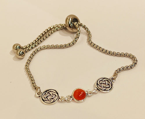 Carnelian Sterling Silver Celtic adjustable bracelet - Silver Rose Jewellery
