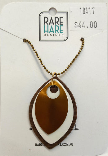 Chocolate droplet pendant on bronze tone ball chain - Rare Hare Designs