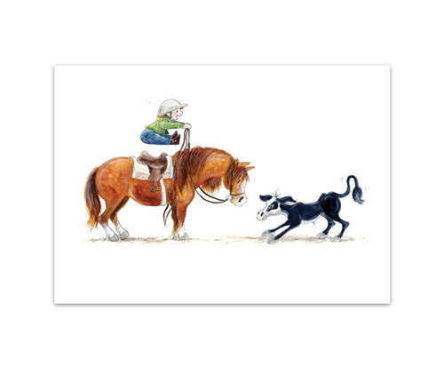 Greeting Card - Cow horse