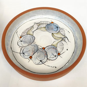 Terra Cotta high rim dish 1 - hand painted - Marilyn Saccardo