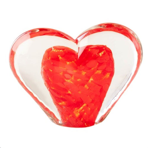 Large Glass Heart -Double Red - Tim Shaw Glass Artist